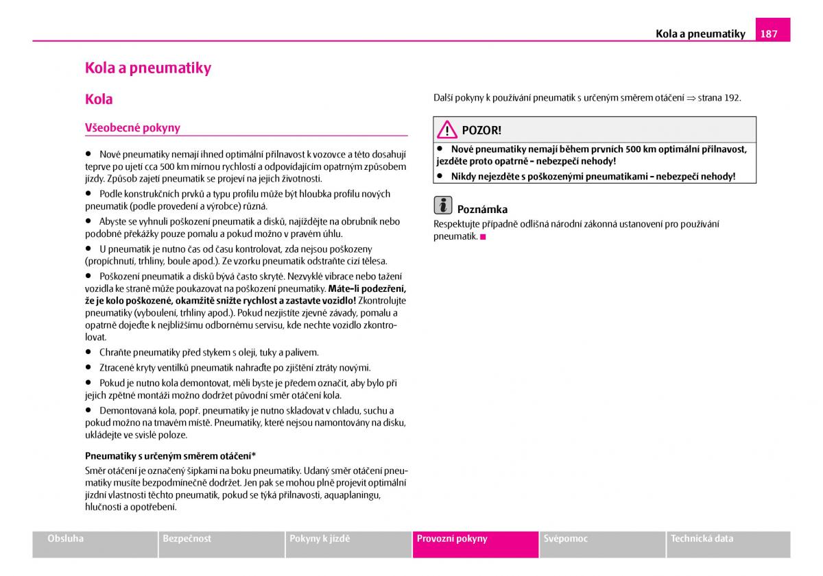 Skoda Superb I 1 navod k obsludze / page 188