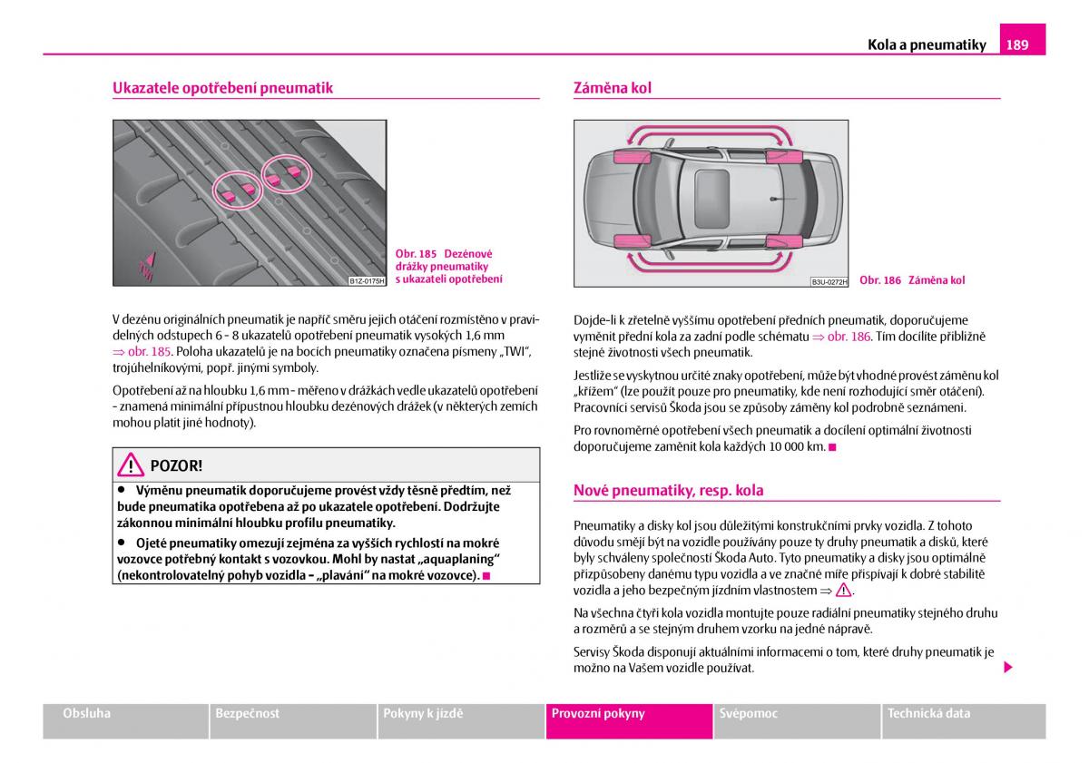 Skoda Superb I 1 navod k obsludze / page 190