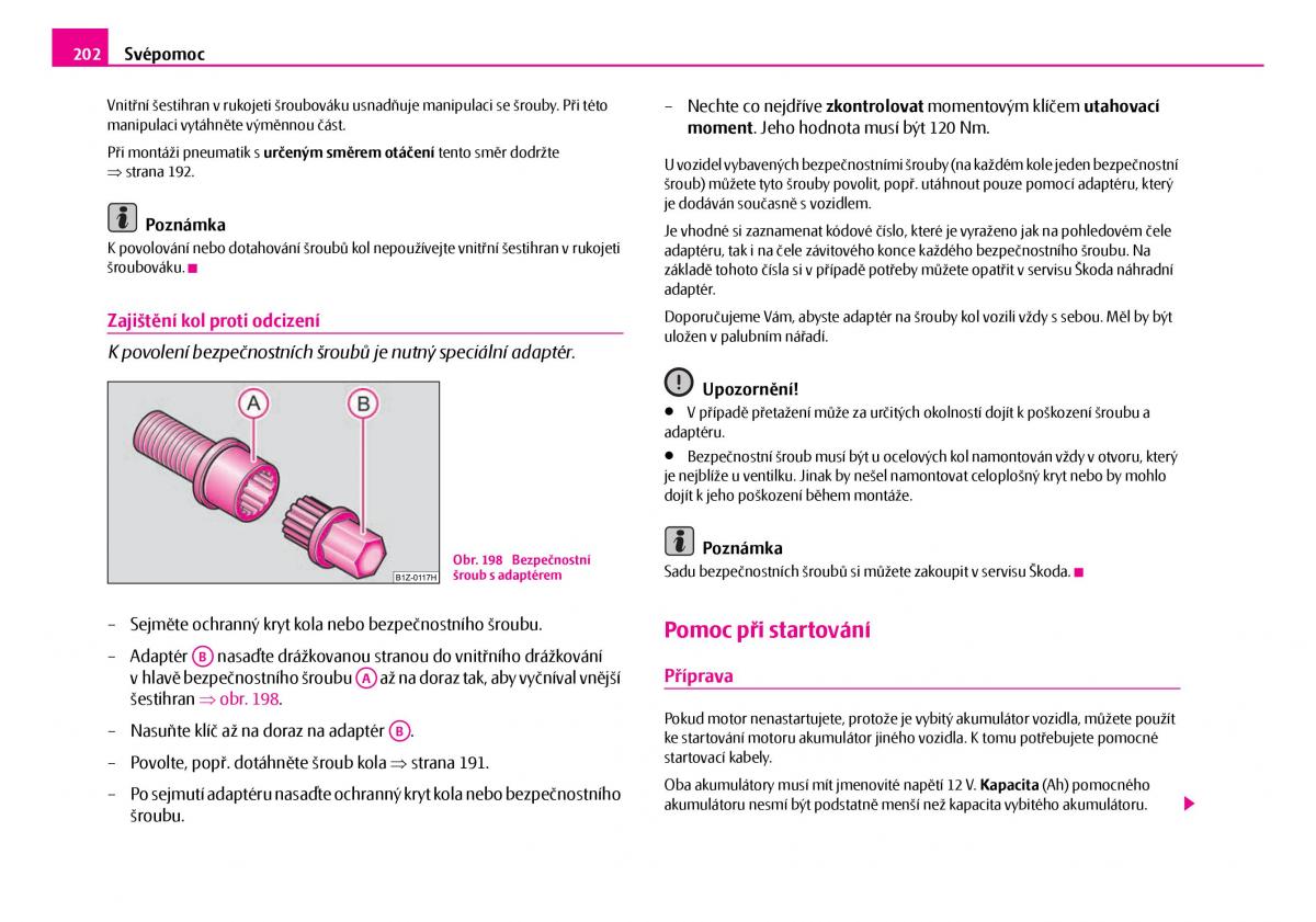 Skoda Superb I 1 navod k obsludze / page 203