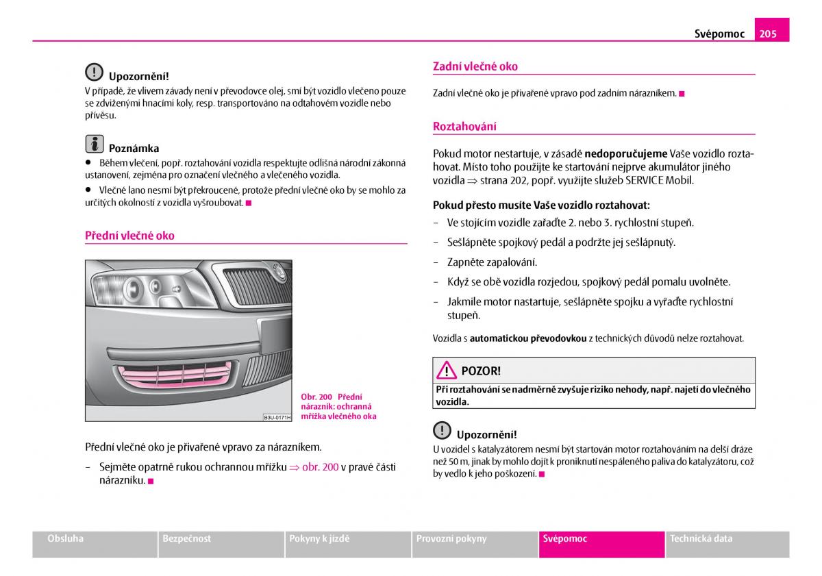 Skoda Superb I 1 navod k obsludze / page 206