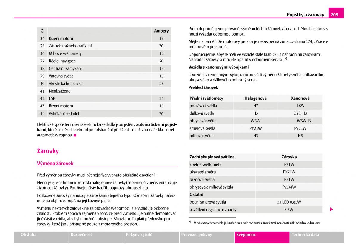 Skoda Superb I 1 navod k obsludze / page 210