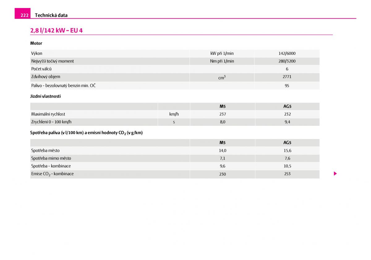 Skoda Superb I 1 navod k obsludze / page 223