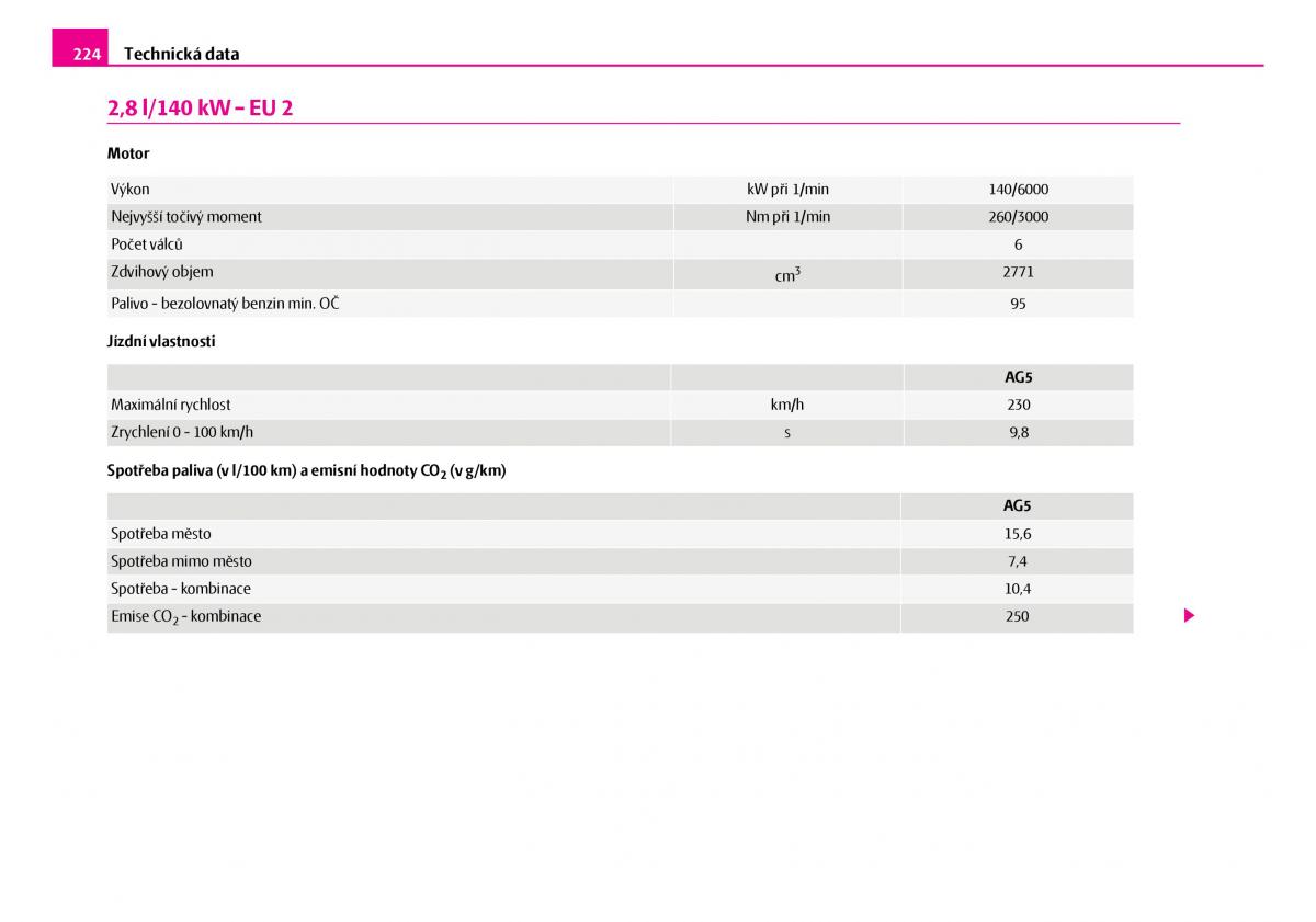 Skoda Superb I 1 navod k obsludze / page 225