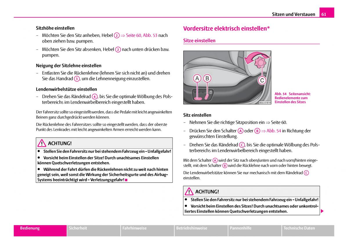 Skoda Superb I 1 Handbuch / page 62