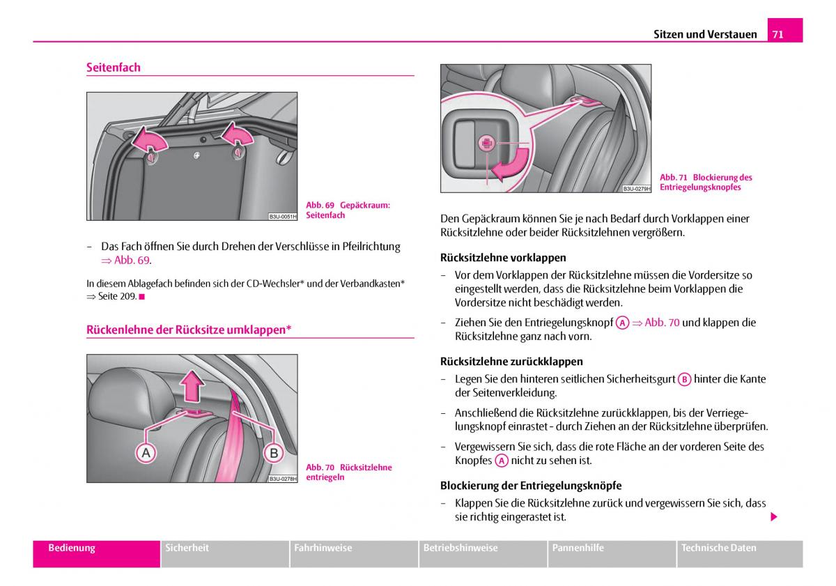 Skoda Superb I 1 Handbuch / page 72