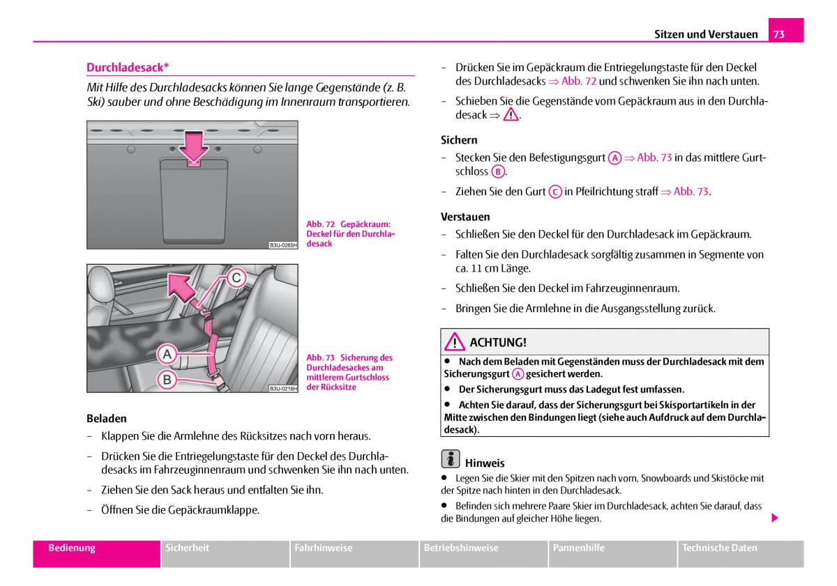 Skoda Superb I 1 Handbuch / page 74