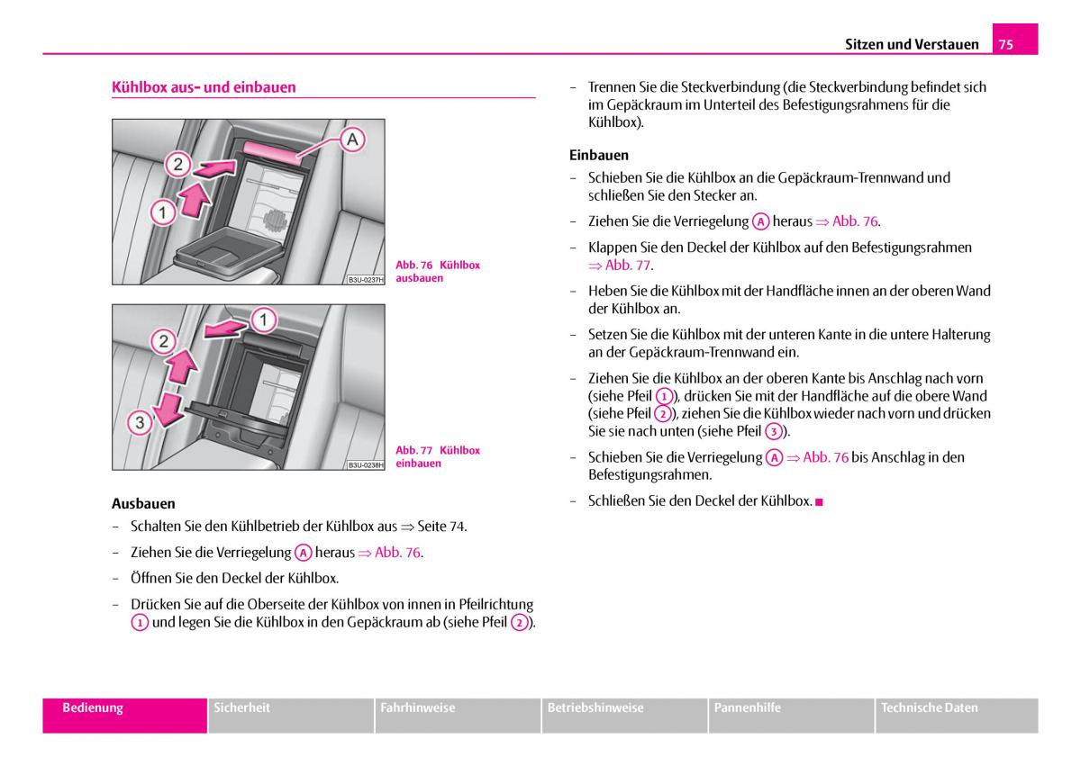 Skoda Superb I 1 Handbuch / page 76