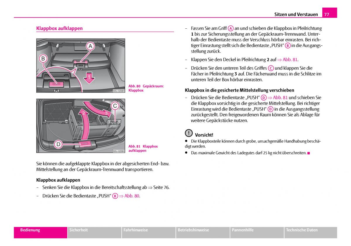 Skoda Superb I 1 Handbuch / page 78