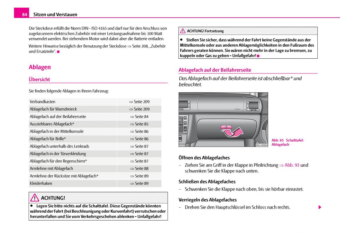 Skoda Superb I 1 Handbuch / page 85