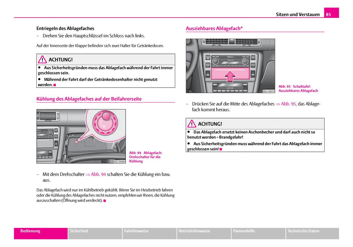 Skoda Superb I 1 Handbuch / page 86