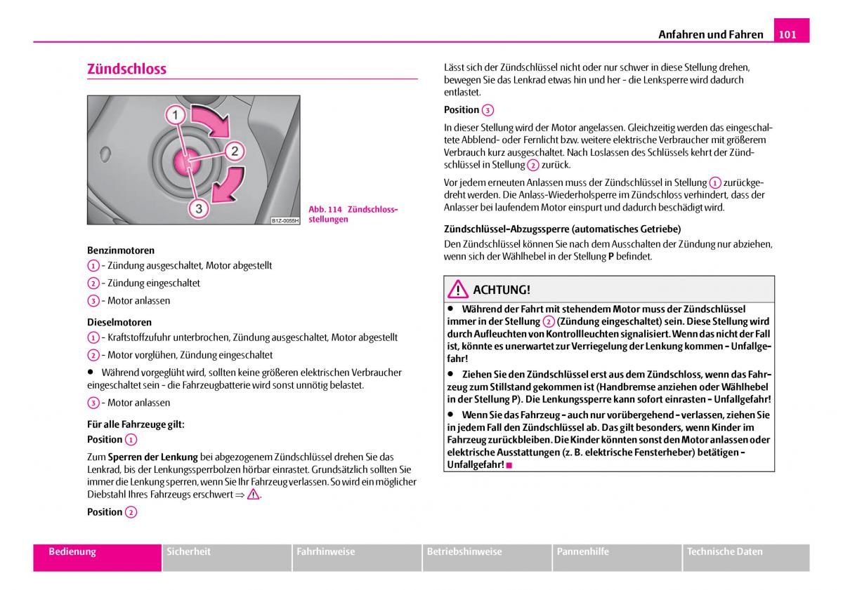 Skoda Superb I 1 Handbuch / page 102