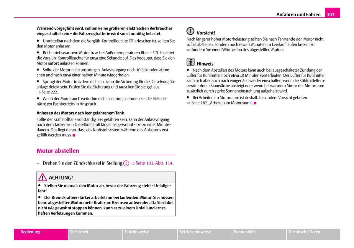 Skoda Superb I 1 Handbuch / page 104