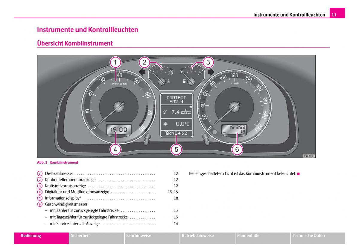 Skoda Superb I 1 Handbuch / page 12