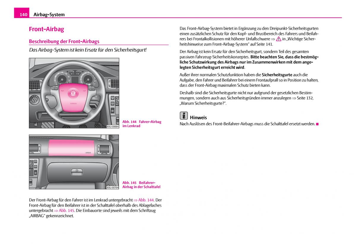 Skoda Superb I 1 Handbuch / page 141