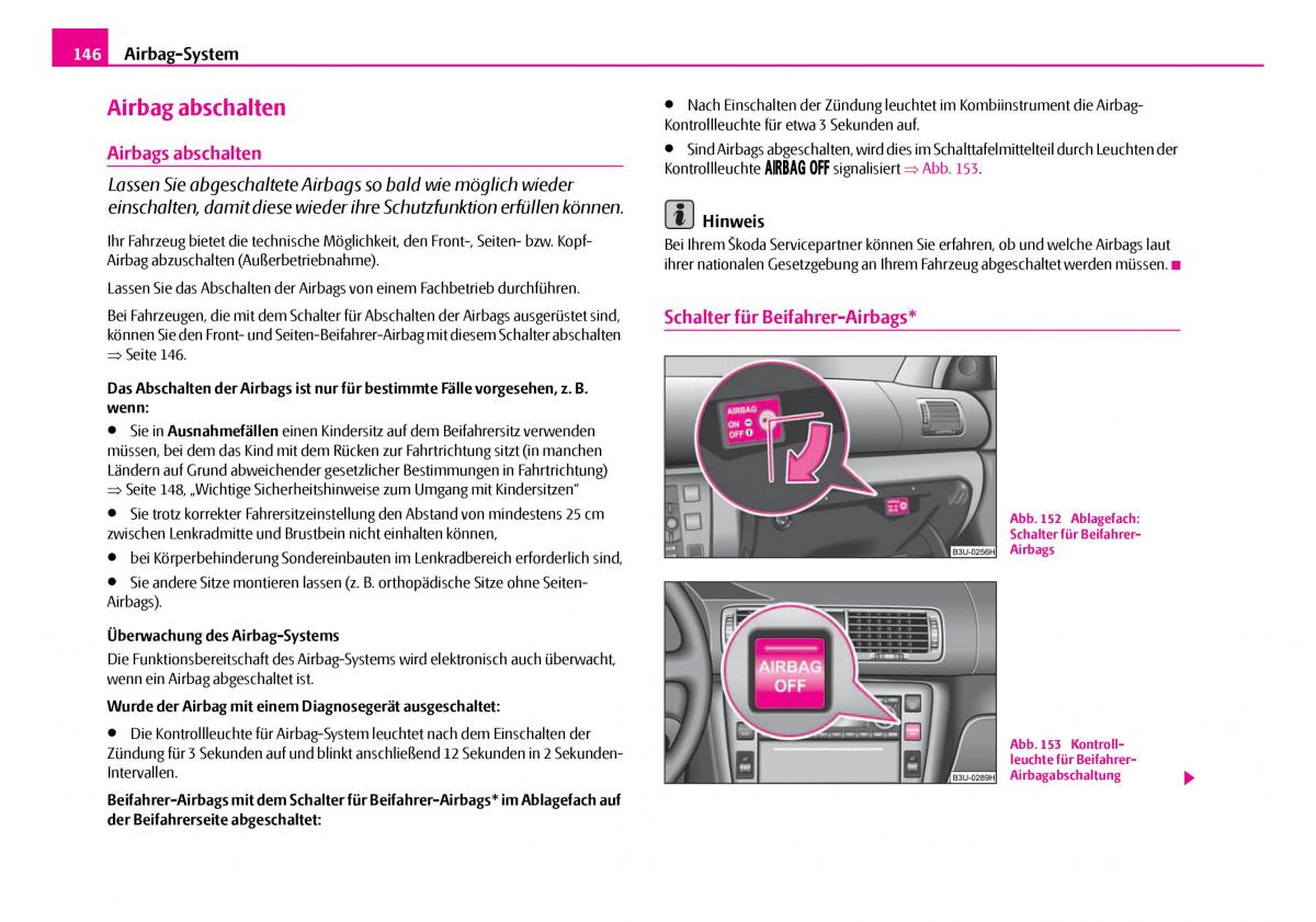 Skoda Superb I 1 Handbuch / page 147