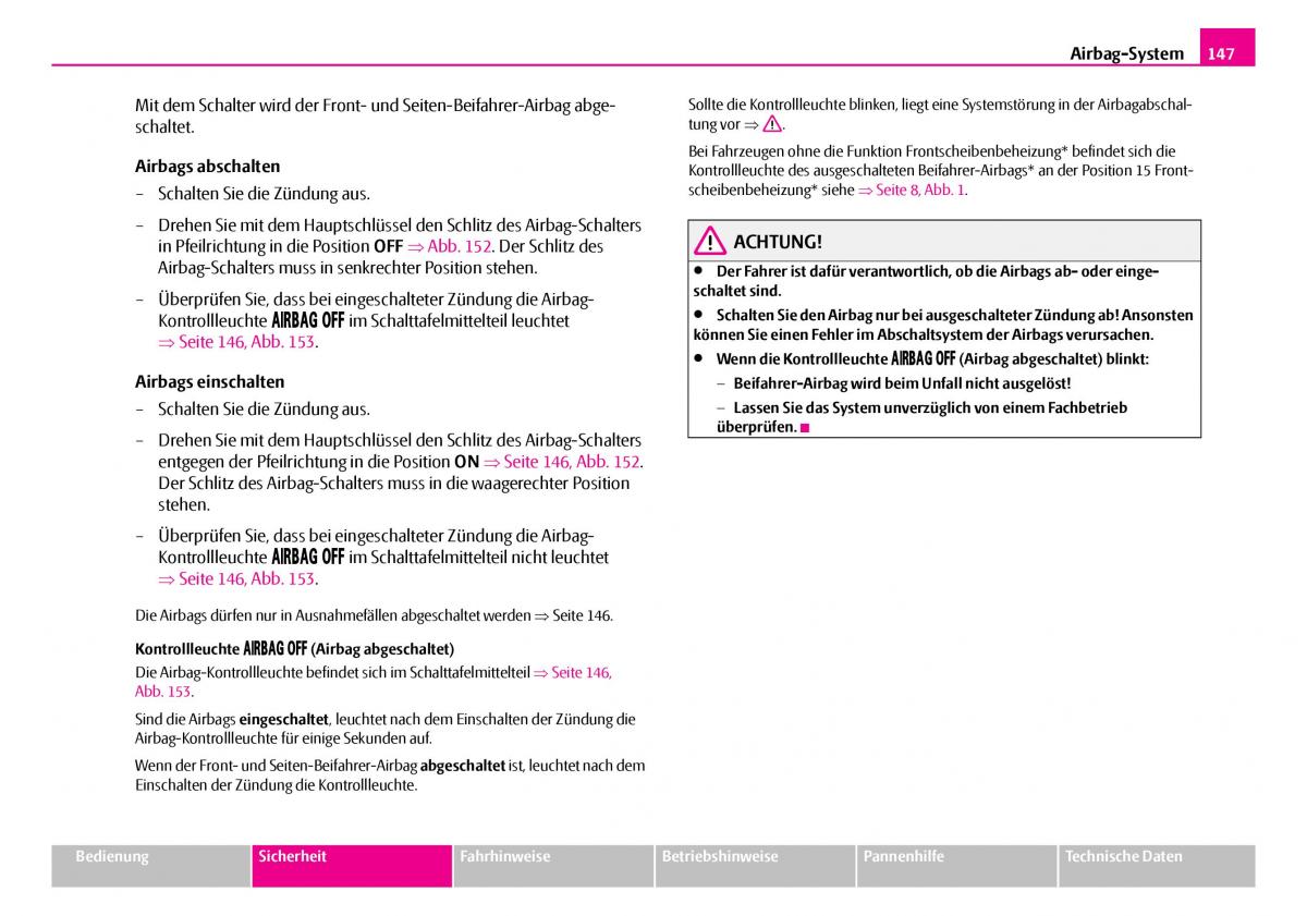 Skoda Superb I 1 Handbuch / page 148