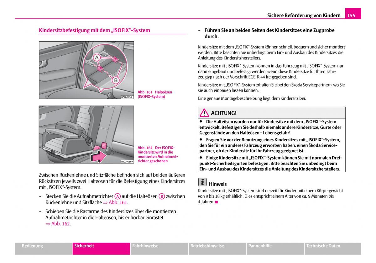 Skoda Superb I 1 Handbuch / page 156