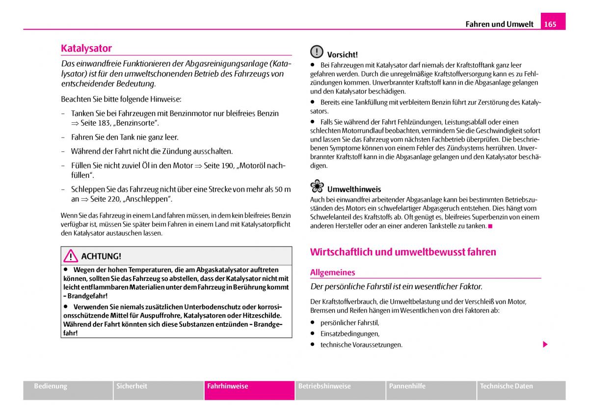 Skoda Superb I 1 Handbuch / page 166