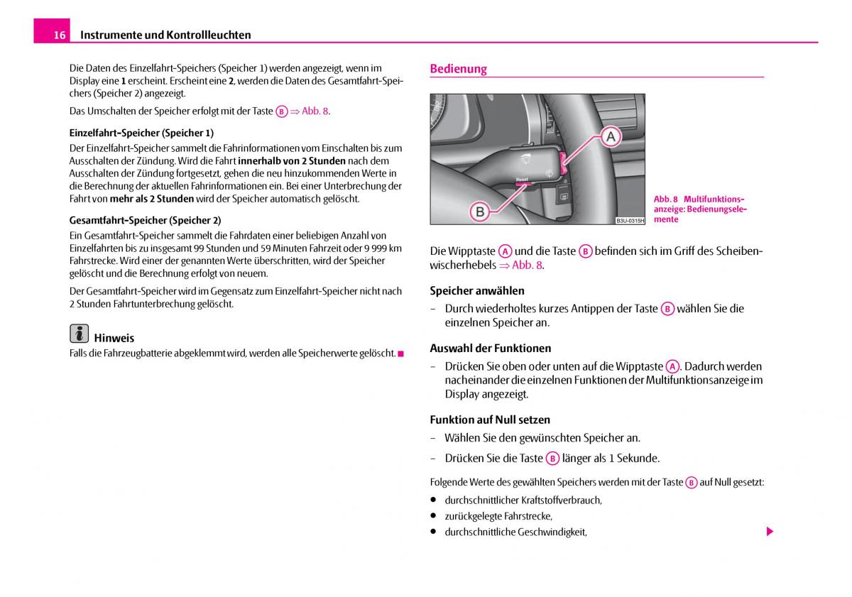 Skoda Superb I 1 Handbuch / page 17