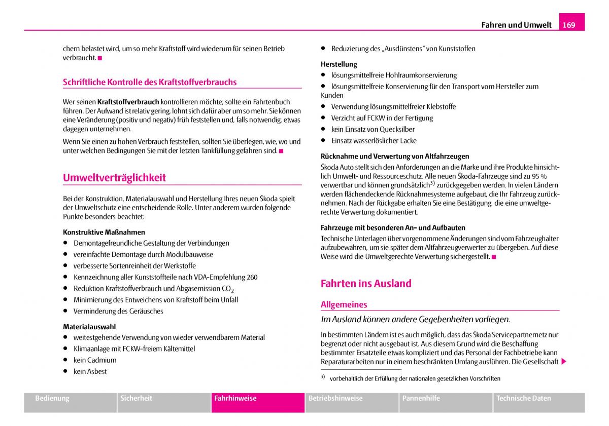 Skoda Superb I 1 Handbuch / page 170