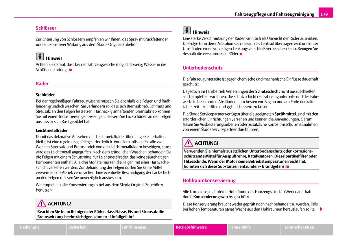 Skoda Superb I 1 Handbuch / page 180