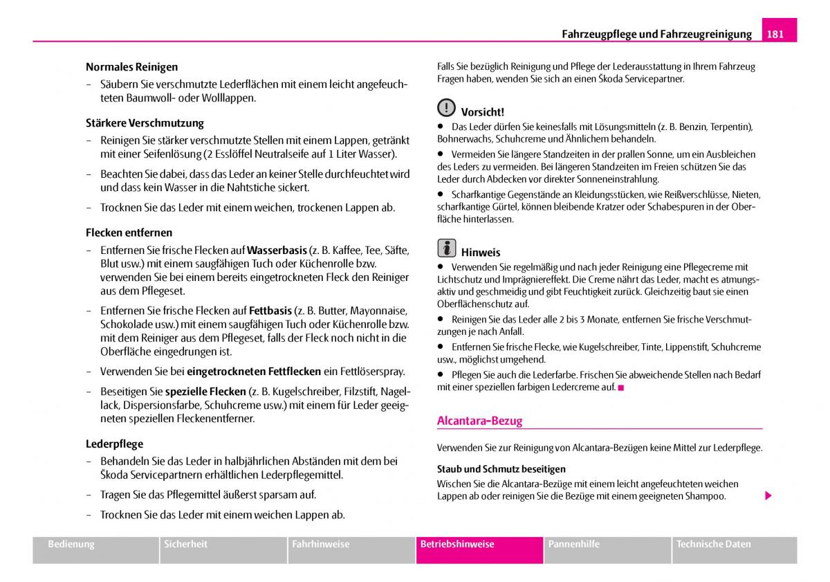 Skoda Superb I 1 Handbuch / page 182