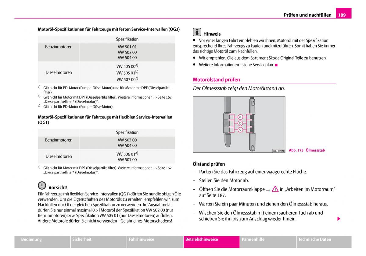 Skoda Superb I 1 Handbuch / page 190