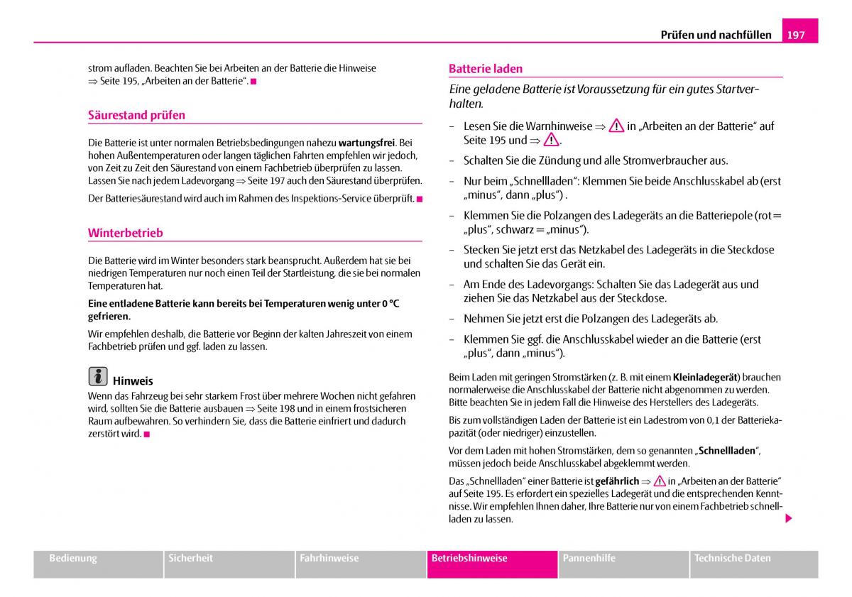 Skoda Superb I 1 Handbuch / page 198