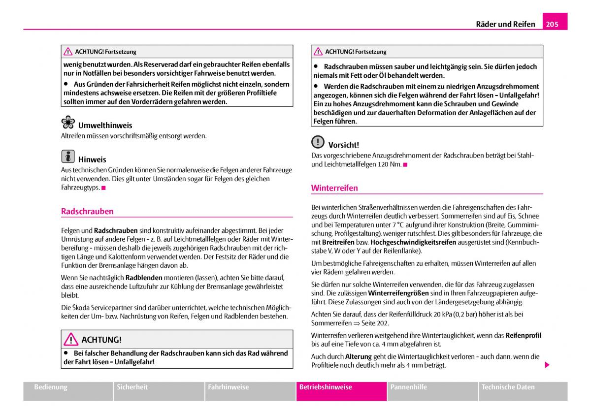 Skoda Superb I 1 Handbuch / page 206