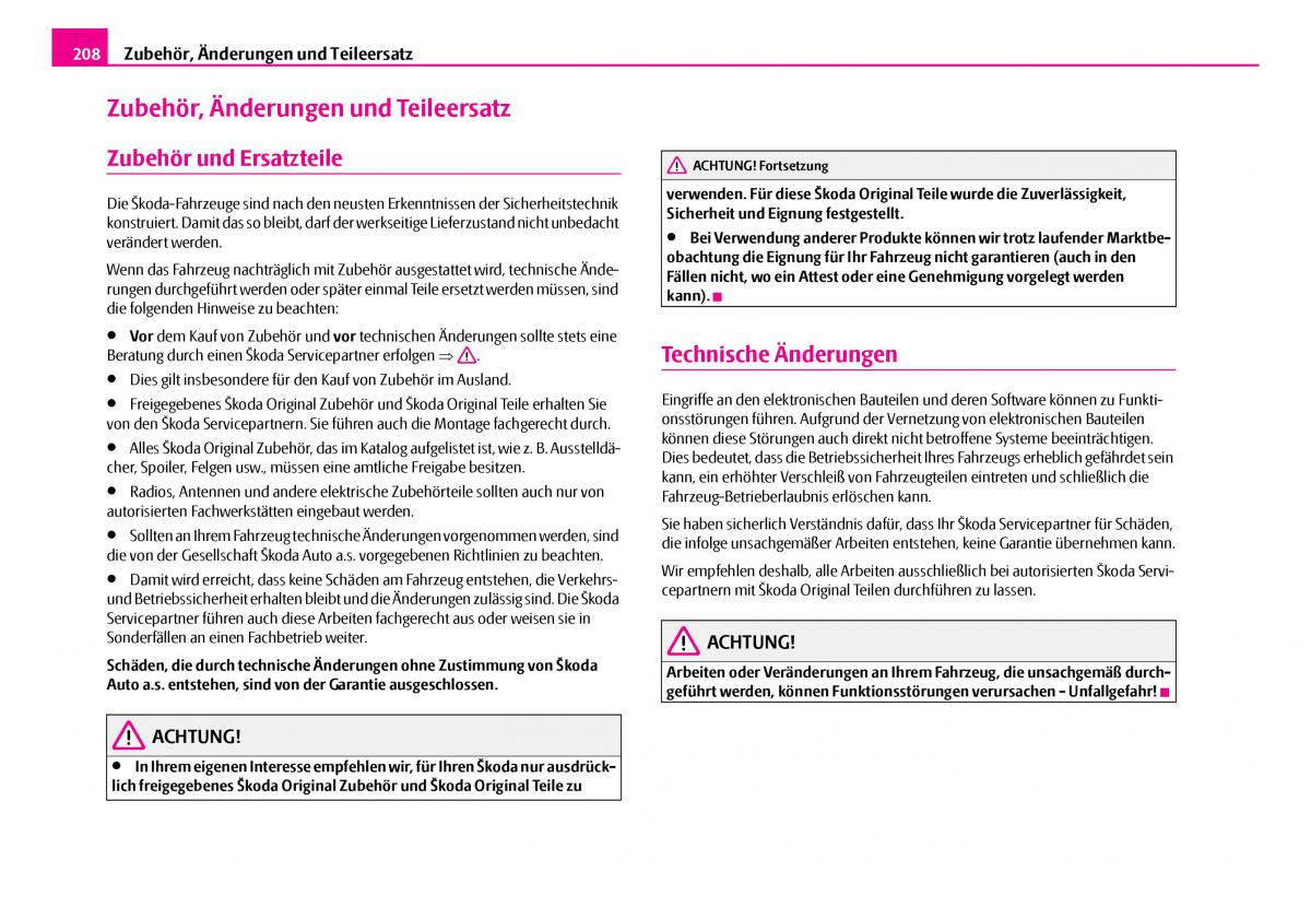 Skoda Superb I 1 Handbuch / page 209