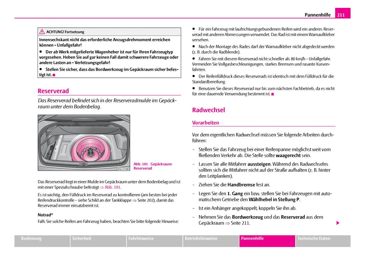 Skoda Superb I 1 Handbuch / page 212