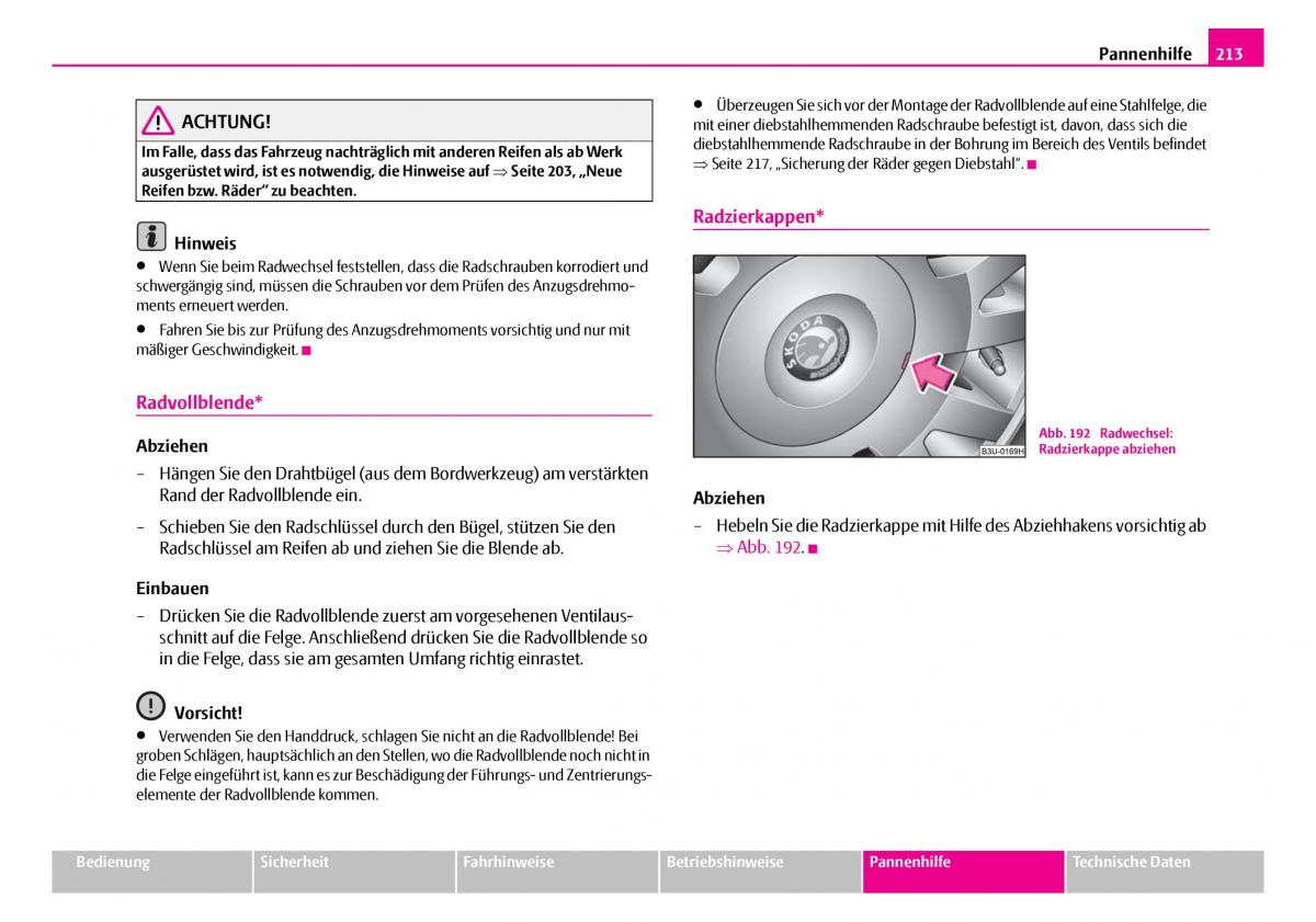 Skoda Superb I 1 Handbuch / page 214