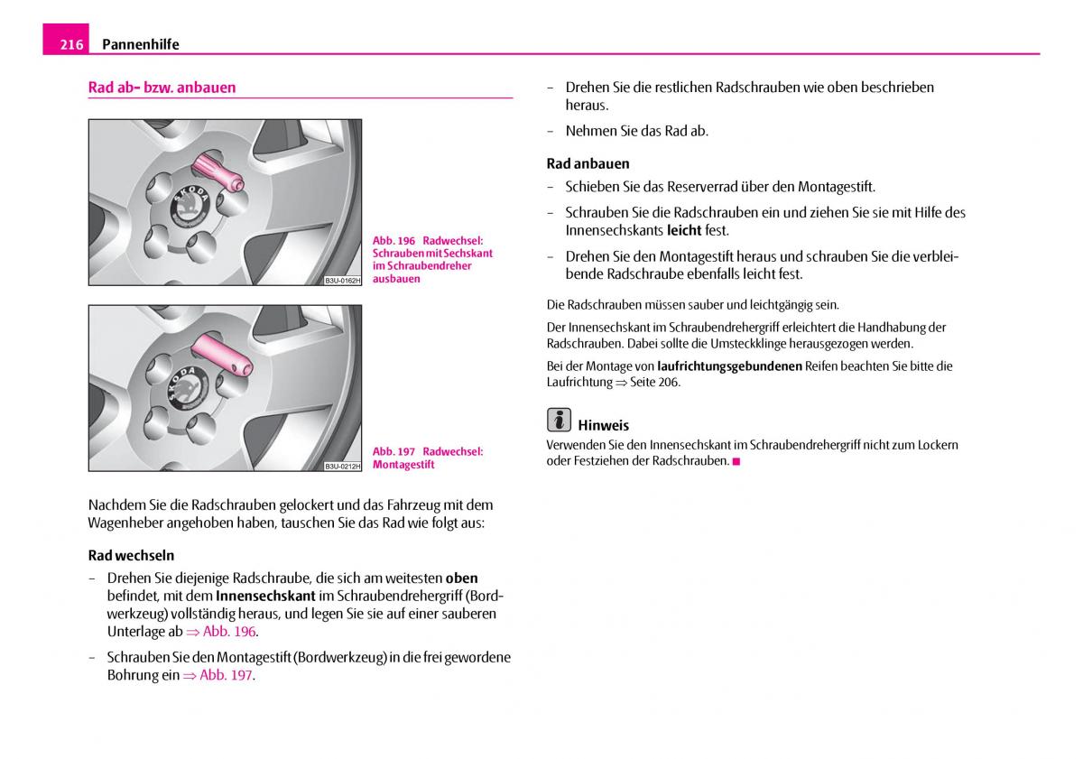 Skoda Superb I 1 Handbuch / page 217