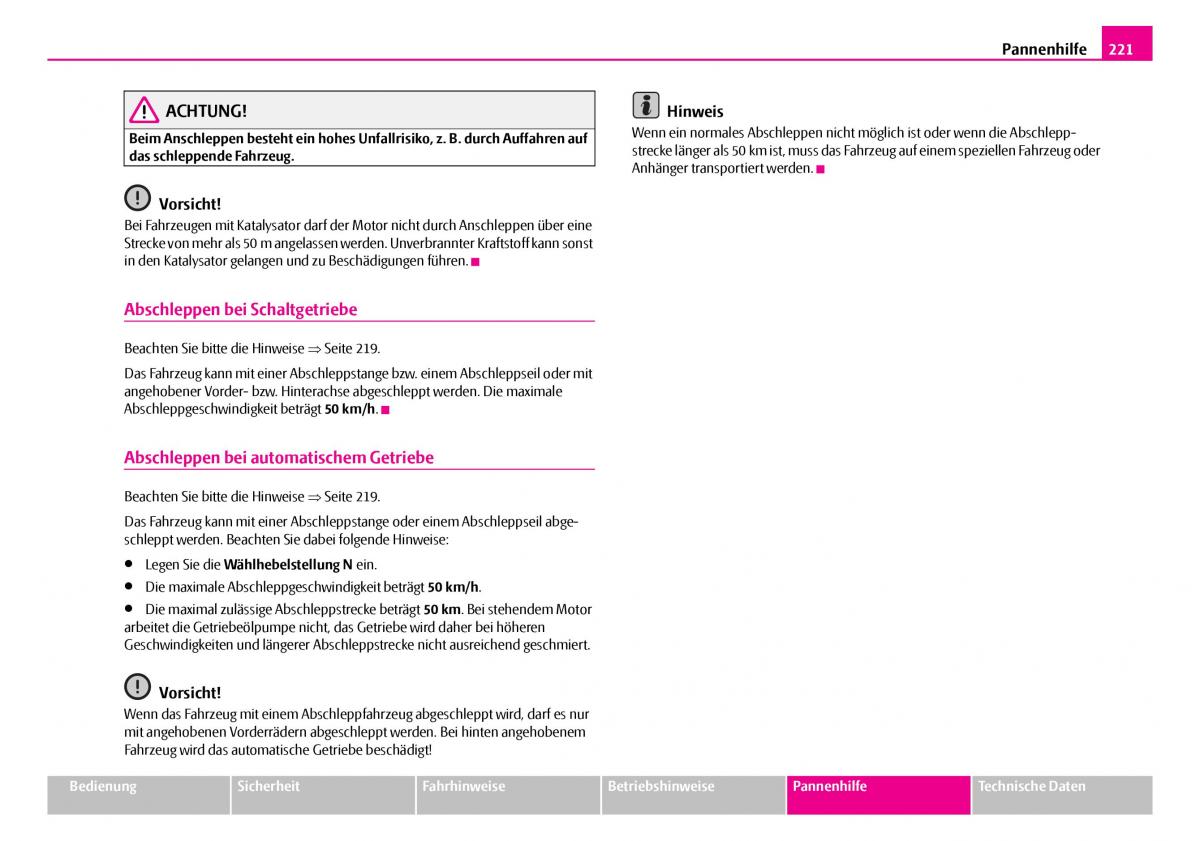 Skoda Superb I 1 Handbuch / page 222