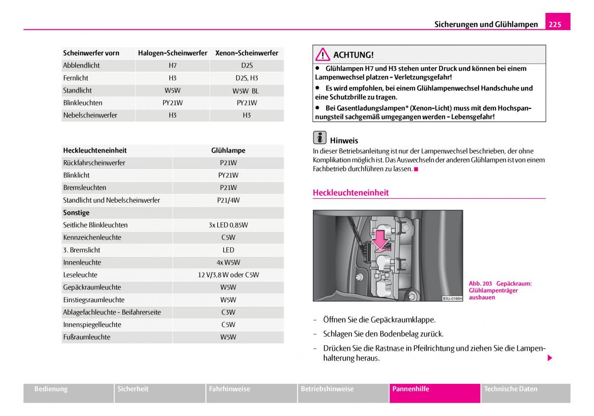 Skoda Superb I 1 Handbuch / page 226