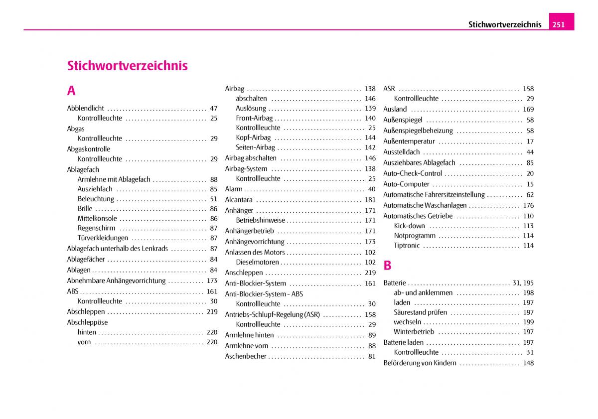 Skoda Superb I 1 Handbuch / page 252