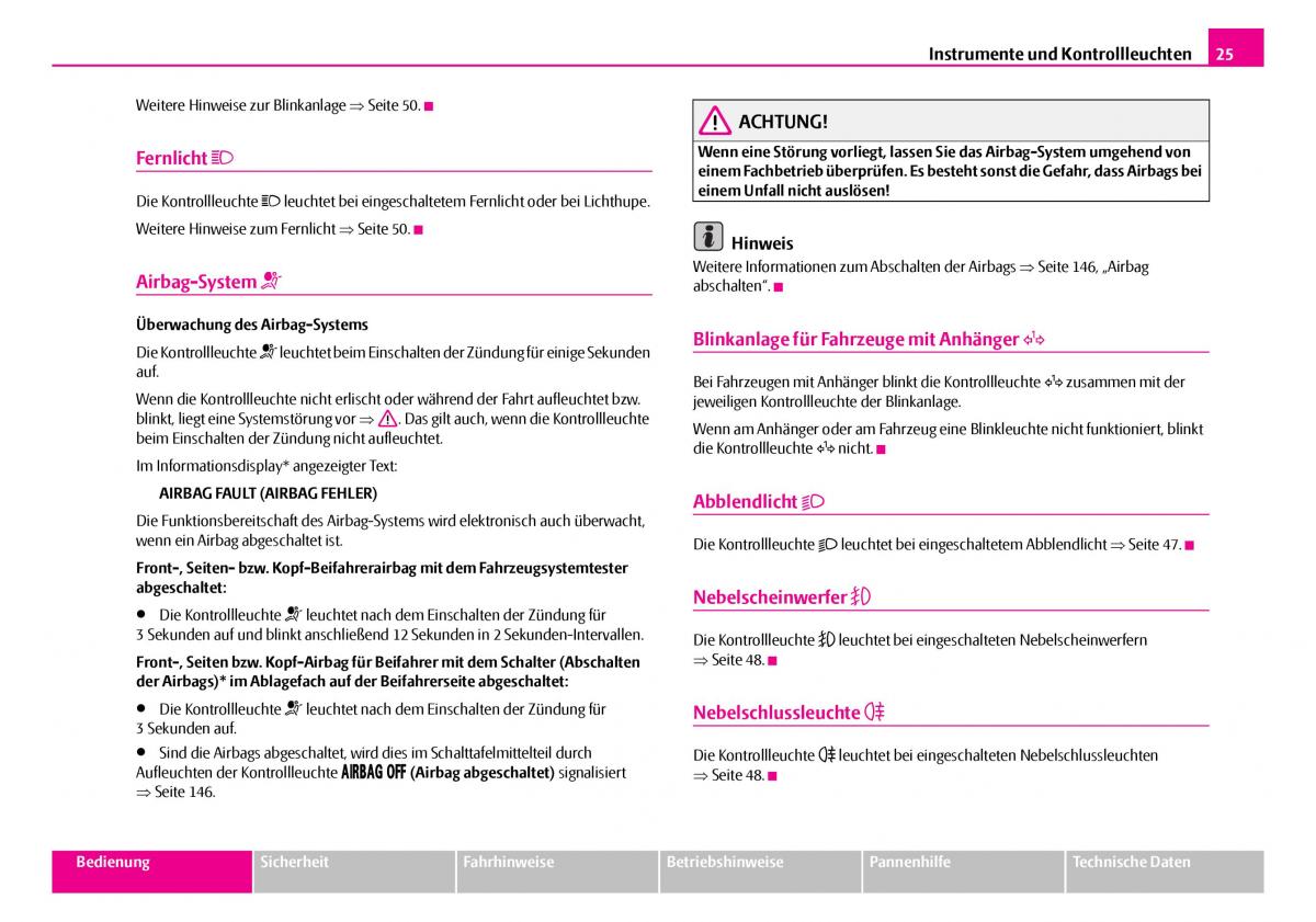 Skoda Superb I 1 Handbuch / page 26