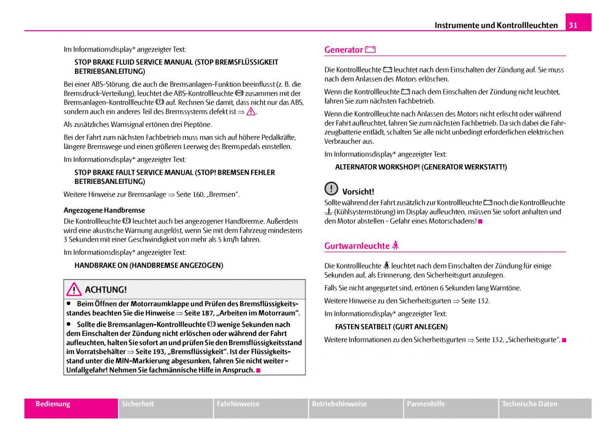 Skoda Superb I 1 Handbuch / page 32