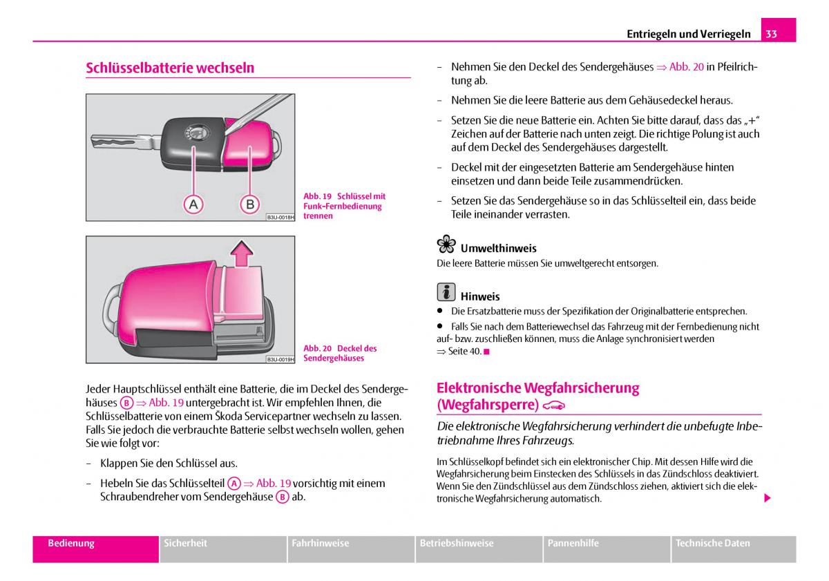 Skoda Superb I 1 Handbuch / page 34