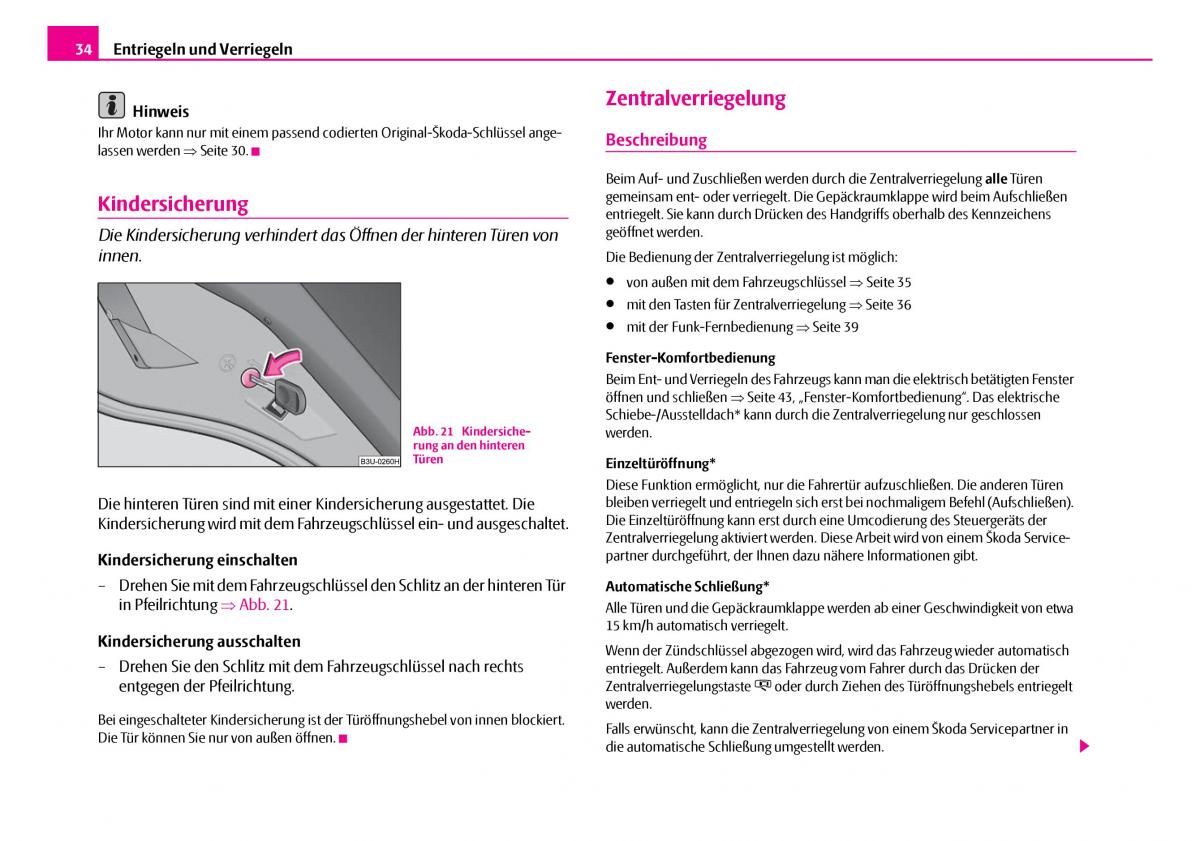 Skoda Superb I 1 Handbuch / page 35