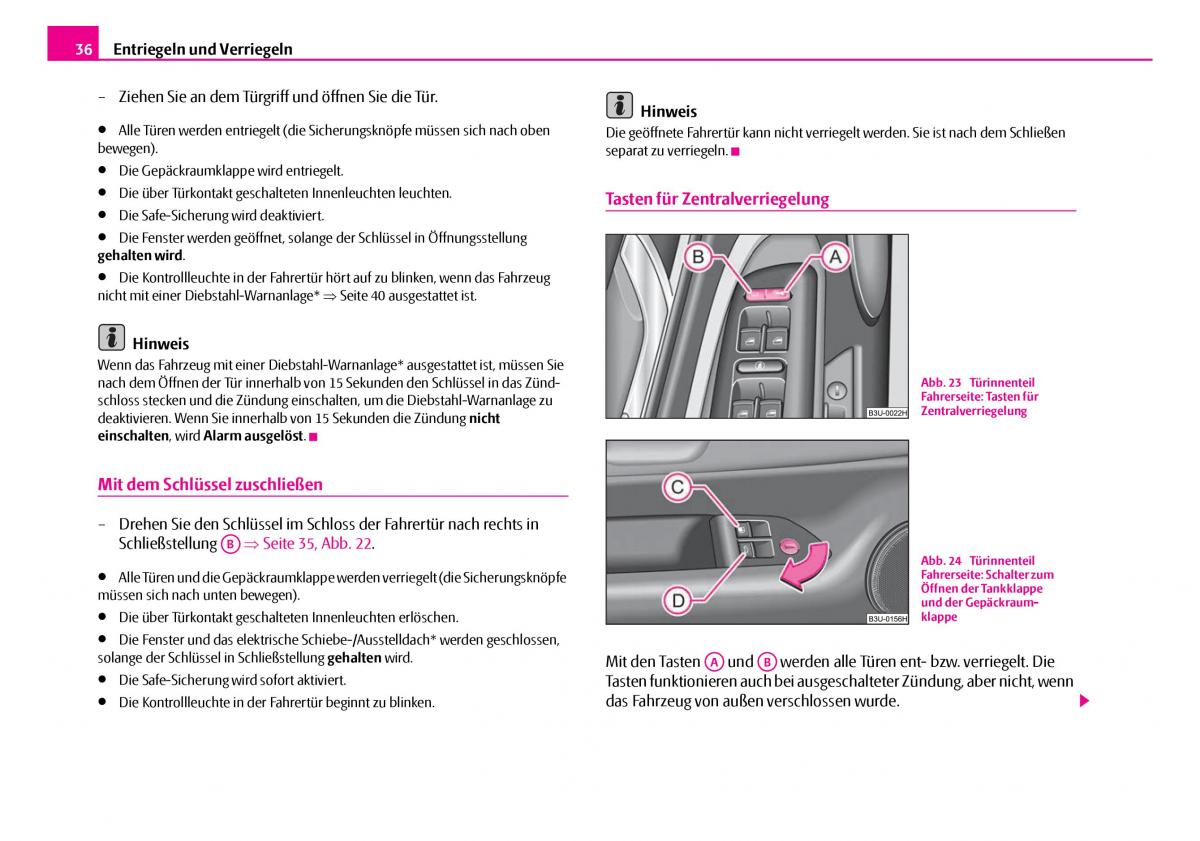 Skoda Superb I 1 Handbuch / page 37