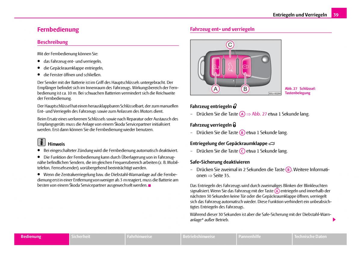 Skoda Superb I 1 Handbuch / page 40