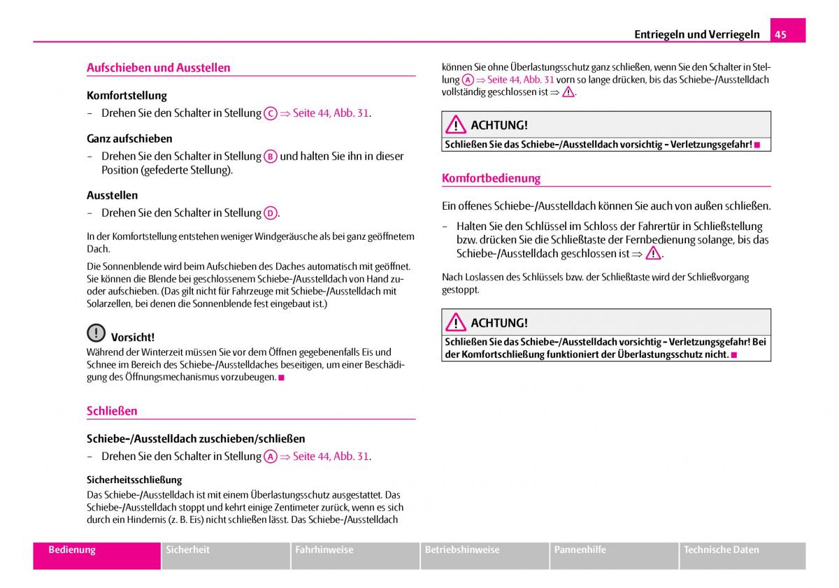 Skoda Superb I 1 Handbuch / page 46