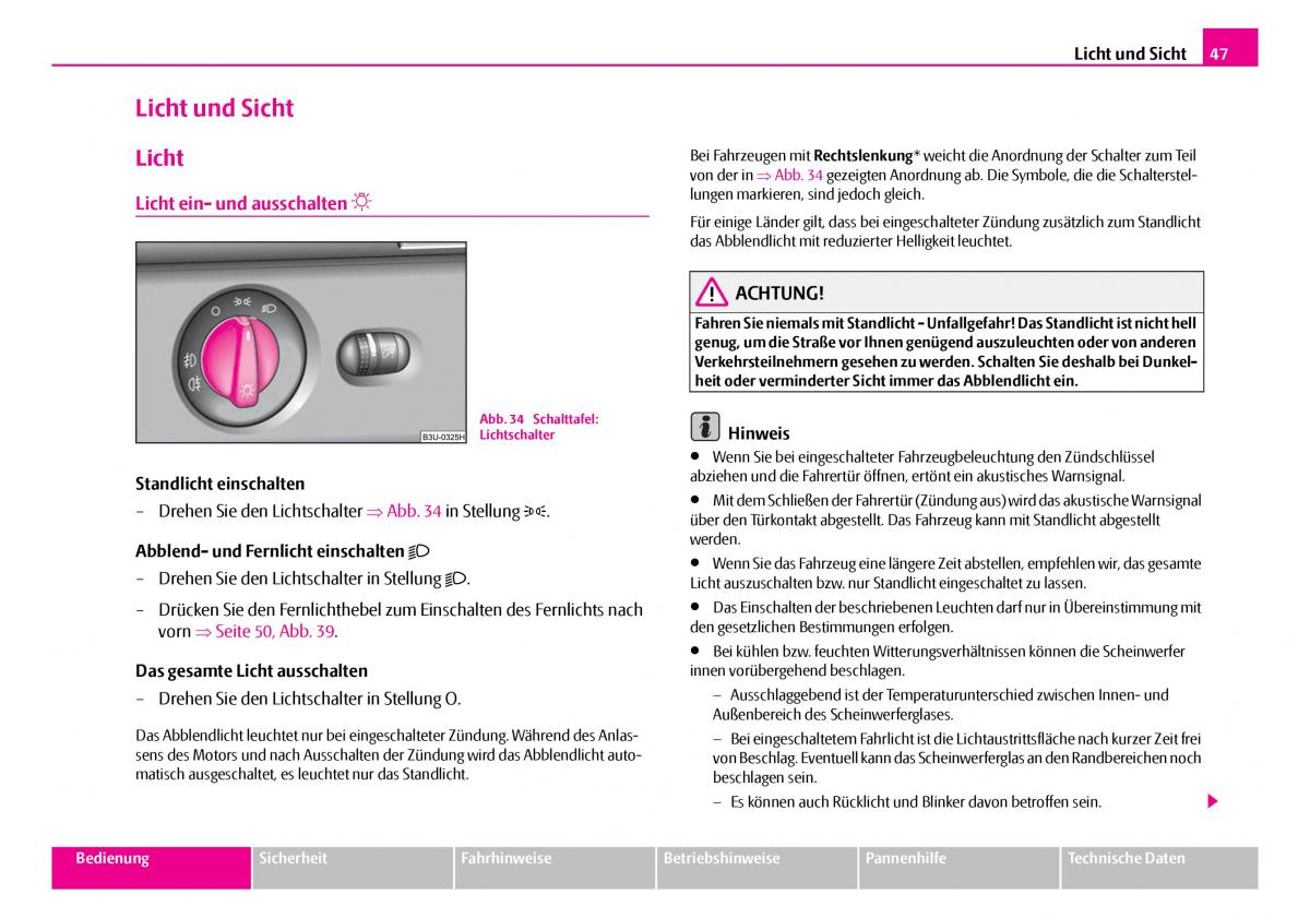 Skoda Superb I 1 Handbuch / page 48