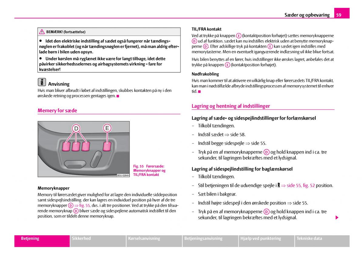 Skoda Superb I 1 Bilens instruktionsbog / page 60