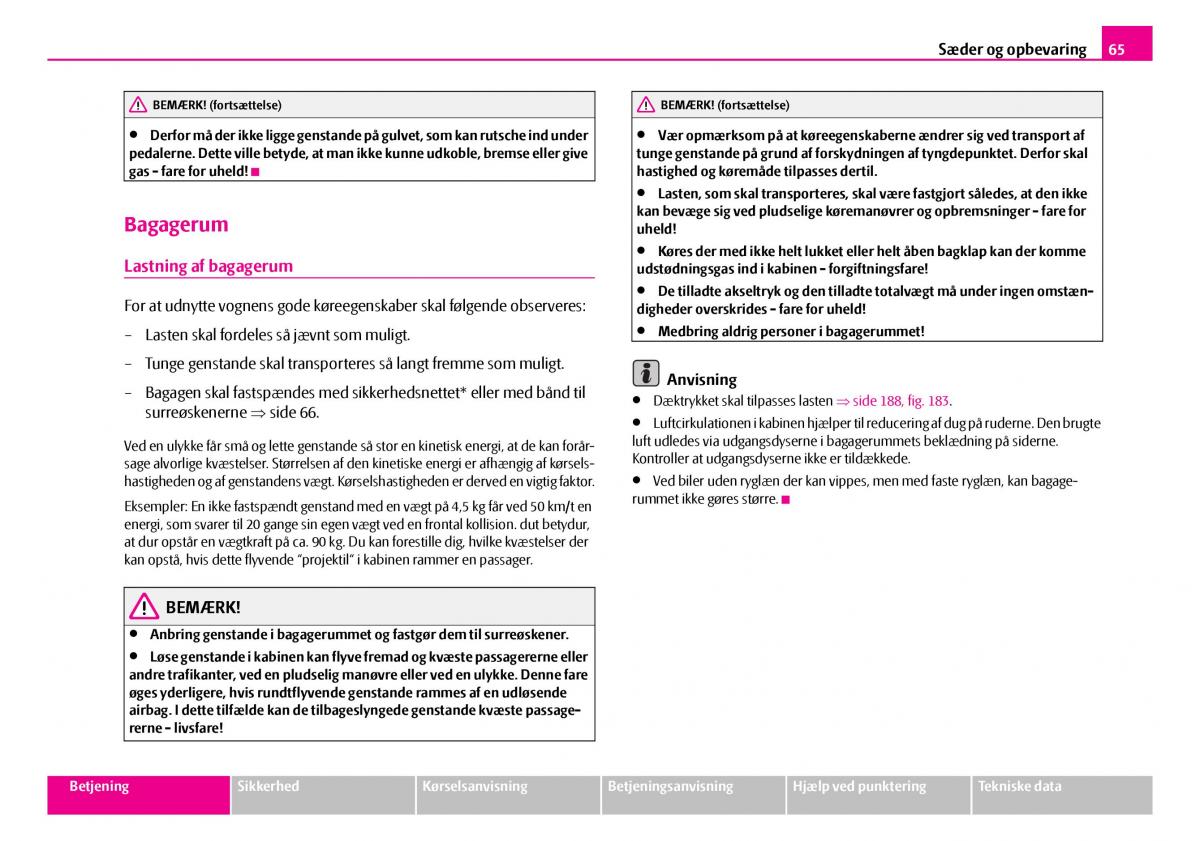 Skoda Superb I 1 Bilens instruktionsbog / page 66