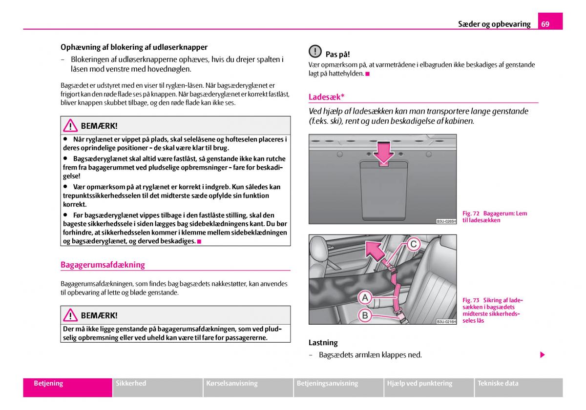 Skoda Superb I 1 Bilens instruktionsbog / page 70