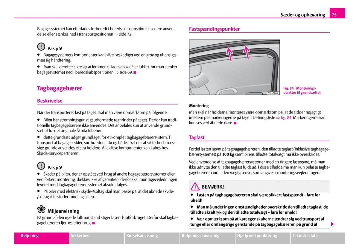 Skoda Superb I 1 Bilens instruktionsbog / page 76