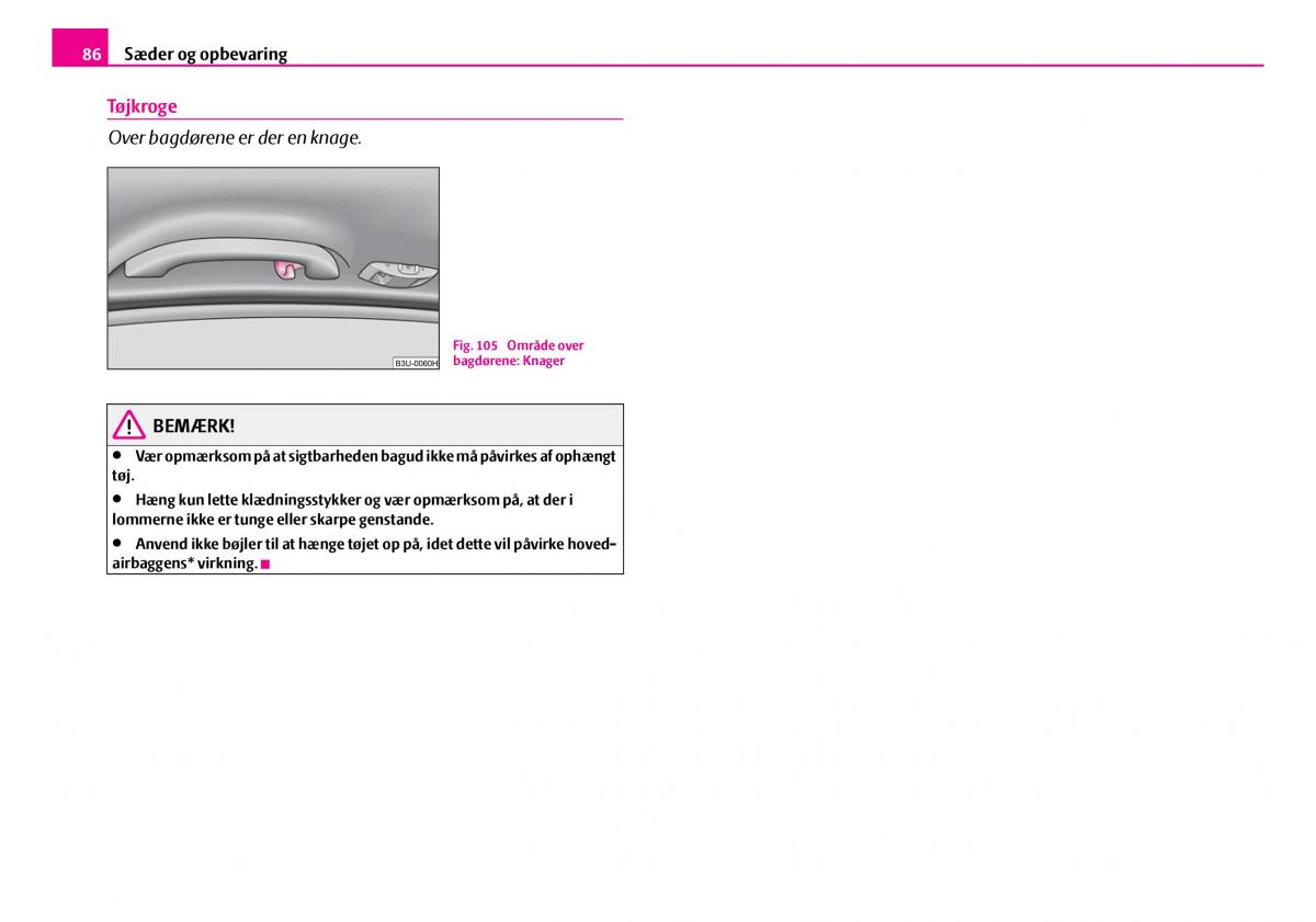 Skoda Superb I 1 Bilens instruktionsbog / page 87