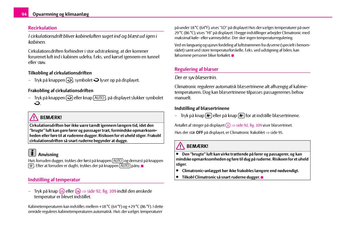 Skoda Superb I 1 Bilens instruktionsbog / page 95